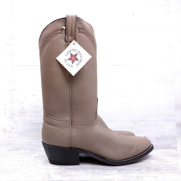 Genuine Leather Mens 10.5 EETaupe Gray Western Boots Brand New! - Picture 3 of 11